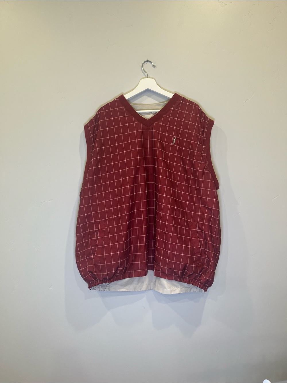 PGA Tour Burgundy Windowpane Sleeveless Golf Pullover
